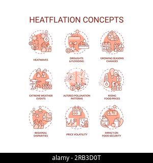 Customizable icons for heatflation concepts Stock Vector
