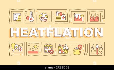 Heatflation text with icons concept Stock Vector
