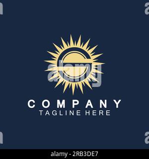 Letter S icon with Sun rays for Sun logo vector design template Stock Vector