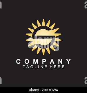 Letter S icon with Sun rays for Sun logo vector design template Stock Vector