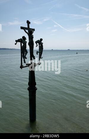 Mainau Island, Germany: The Swedish Cross on the shore of Lake Constance near Mainau Island. Stock Photo