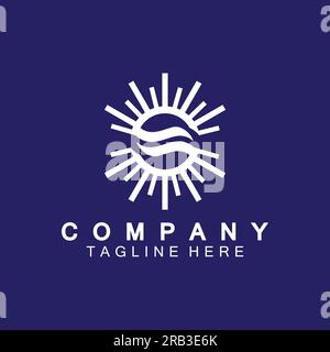Letter S icon with Sun rays for Sun logo vector design template Stock Vector