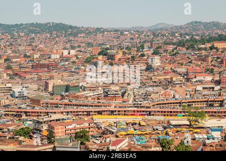 Aerial view of Kampala Town seen from Gaddaffi National Mosque in Kampala City, Uganda Stock Photo