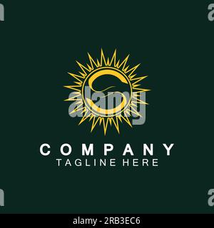 Letter S icon with Sun rays for Sun logo vector design template Stock Vector