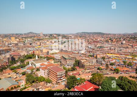 Aerial view of Kampala Town seen from Gaddaffi National Mosque in Kampala City, Uganda Stock Photo