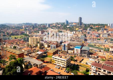 Aerial view of Kampala Town seen from Gaddaffi National Mosque in Kampala City, Uganda Stock Photo