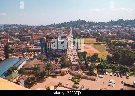 Aerial view of Kampala Town seen from Gaddaffi National Mosque in Kampala City, Uganda Stock Photo