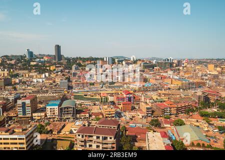 Aerial view of Kampala Town seen from Gaddaffi National Mosque in Kampala City, Uganda Stock Photo