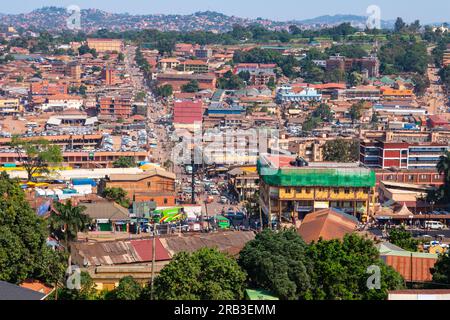 Aerial view of Kampala Town seen from Gaddaffi National Mosque in Kampala City, Uganda Stock Photo