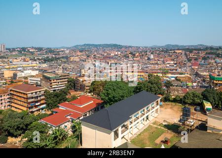 Aerial view of Kampala Town seen from Gaddaffi National Mosque in Kampala City, Uganda Stock Photo