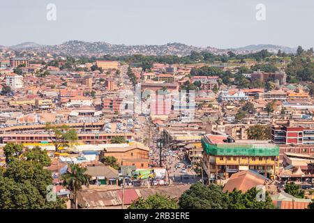 Aerial view of Kampala Town seen from Gaddaffi National Mosque in Kampala City, Uganda Stock Photo