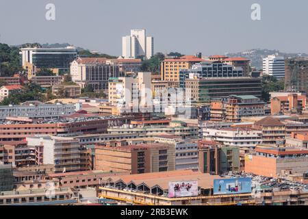 Aerial view of Kampala Town seen from Gaddaffi National Mosque in Kampala City, Uganda Stock Photo