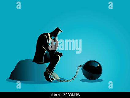 Business concept illustration of a chained businessman Stock Vector