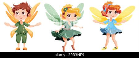 Set of cute fairies cartoon charater illustration Stock Vector