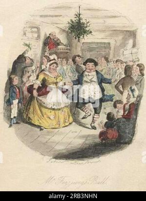 Mr. Fezziwig’s Ball by John Leech Stock Photo