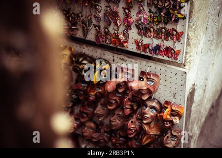 comical strange souvenirs in street side shop in peru Stock Photo