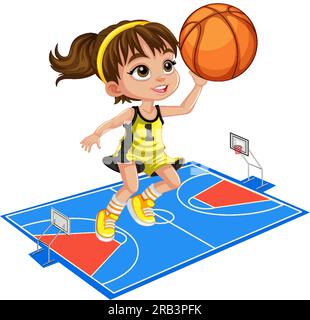 Cute Girl Playing Basketball illustration Stock Vector Image & Art - Alamy