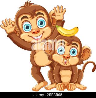 funny cartoon monkeys animal characters set Stock Vector Image & Art ...