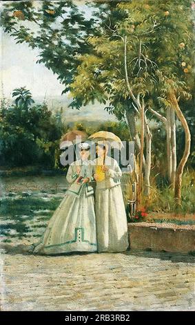 A walk in the garden 1870 by Silvestro Lega Stock Photo