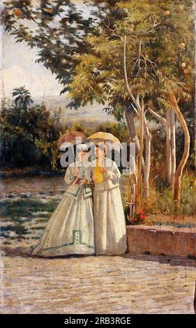 The walk in the garden 1868 by Silvestro Lega Stock Photo
