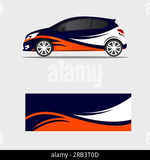wrappign car decal dark blue flame creative concept Stock Vector