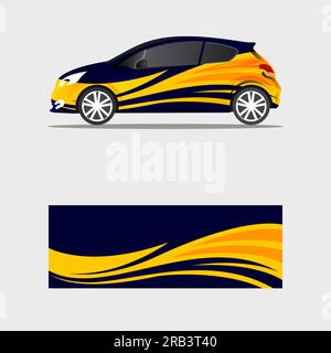 wrapping car decal  blue wave flame concept design vector Stock Vector