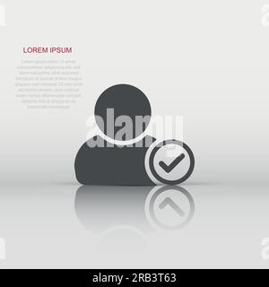 Login icon in flat style. People secure access vector illustration on white isolated background. Password approved business concept. Stock Vector