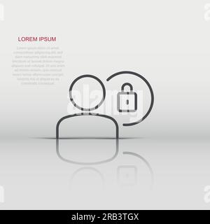 Login icon in flat style. People secure access vector illustration on white isolated background. Password approved business concept. Stock Vector