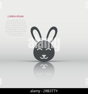 Rabbit icon in flat style. Bunny vector illustration on white isolated background. Happy easter business concept. Stock Vector
