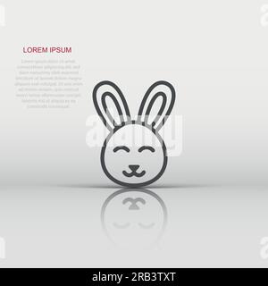 Rabbit icon in flat style. Bunny vector illustration on white isolated background. Happy easter business concept. Stock Vector