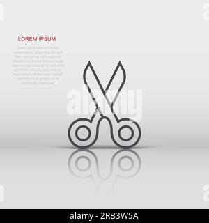 Scissor icon in flat style. Cut equipment vector illustration on white isolated background. Cutter business concept. Stock Vector