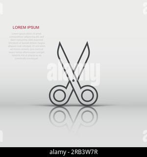 Scissor icon in flat style. Cut equipment vector illustration on white isolated background. Cutter business concept. Stock Vector