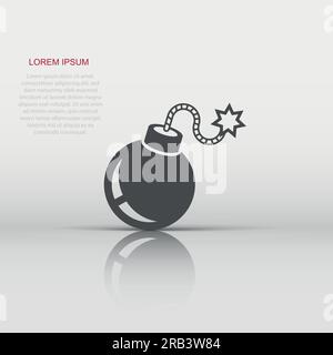 Bomb icon in flat style. Dynamite vector illustration on white isolated background. C4 tnt business concept. Stock Vector