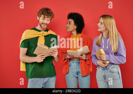 Polyamorous Concept, Three Interracial Lovers Hugging Each Other ...