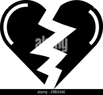 broken heart sad mood glyph icon vector illustration Stock Vector