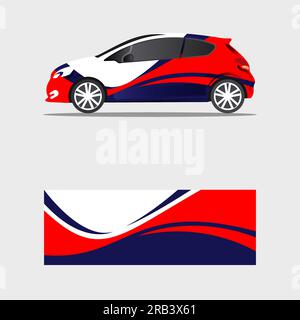 wrapping car decal creative blue red elegant concept design vector Stock Vector