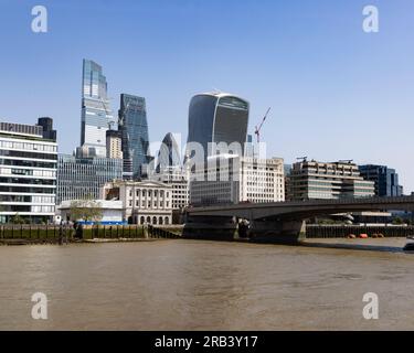 The City of London skyline seen from the south bank of the River Thames Stock Photo