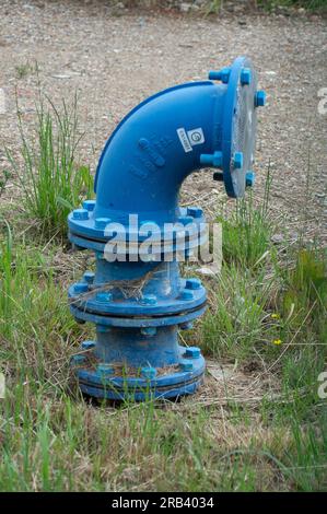 Ruislip, UK. 6th July, 2023. A pipe at one of the HS2 High Speed Rail compounds in Ruislip. Credit: Maureen McLean/Alamy Live News Stock Photo