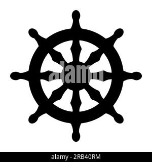 Buddhism symbol. Wheel of Dharma or Dharmachakra icon. Vector illustration isolated on white background Stock Vector