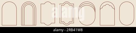 Set of boho frames. Abstract design elements. Vector illustration isolated on white background Stock Vector