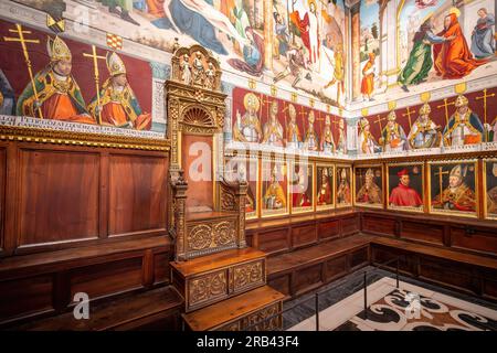 Archbishopric Chair at the  Chapter House (Sala Capitular) of Toledo Cathedral - Toledo, Spain Stock Photo