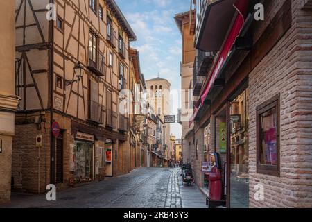 Street and Church of Santo Tome - Toledo, Spain Stock Photo