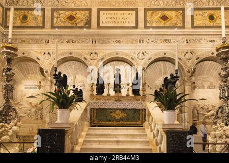 The tomb of St Anthony in the interior of The Basilica of St Anthony; Padua, Italy Europe Stock Photo