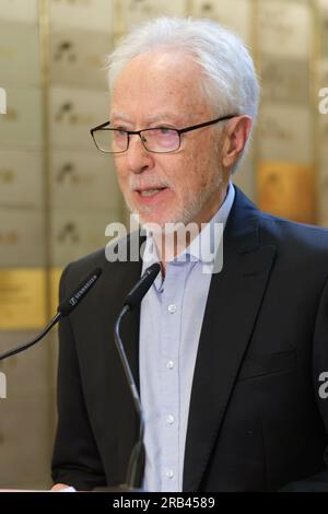 Nobel laureate John Maxwell Coetzee leaves a legacy in the Caja de las Letras, on July 7, 2023, in Madrid, Spain. Stock Photo