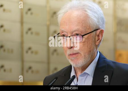 Nobel laureate John Maxwell Coetzee leaves a legacy in the Caja de las Letras, on July 7, 2023, in Madrid, Spain. Stock Photo