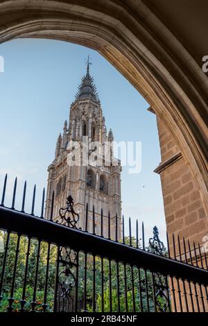Cloister and Tower of Toledo Cathedral - Toledo, Spain Stock Photo