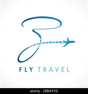 Z fly travel company logo. Creative art, modern typographic design with plane. Lettering concept for logotype travel agency, cover title or monogram Stock Vector