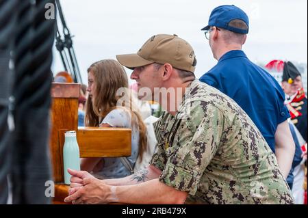 USS Constitution's Fourth of July Turnaround Cruise Stock Photo