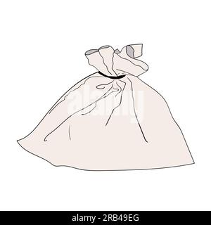 Vector illustration of a canvas sack. Linen bag drawing. Stock Vector