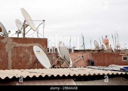 Morocco, Marrakech, satellite dishes Stock Photo